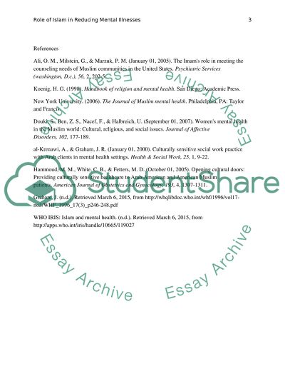 Role of islam in reducing mental health illness