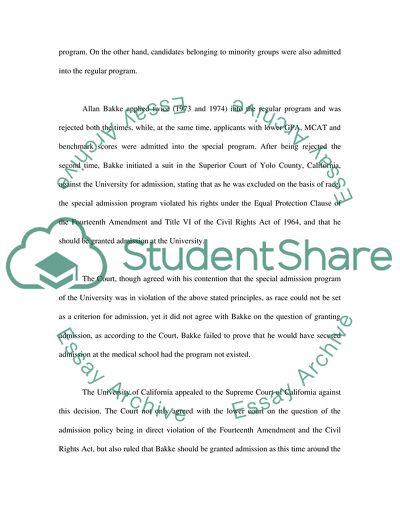 The University of California v. Bakke