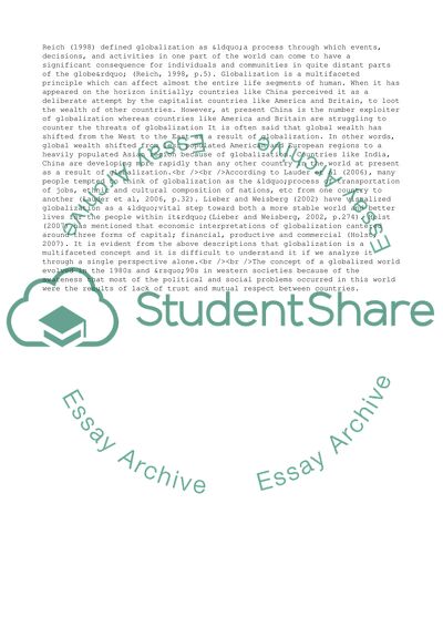 Globalization in Terms of Trading