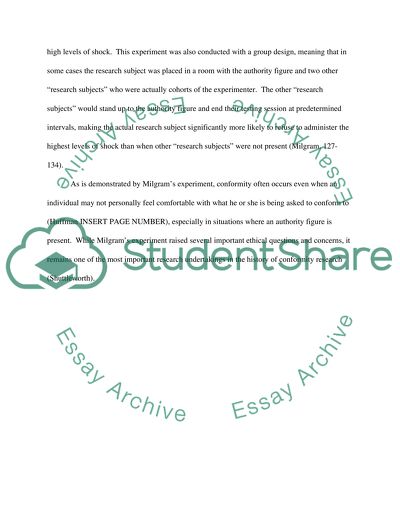 Psychology class.Group Pressure And Action Against A Person Milgram