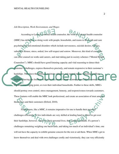 The Work of a Mental Health Counselor