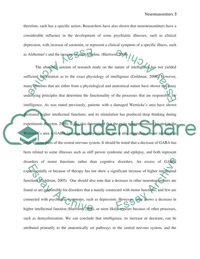 Neurotransmitters and Their Relation to Intelligence