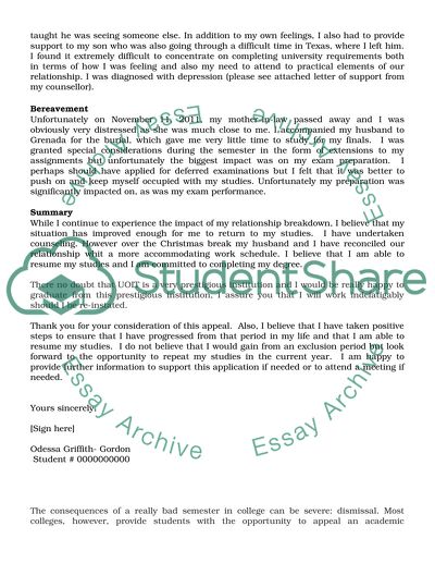 Academic appeal letter