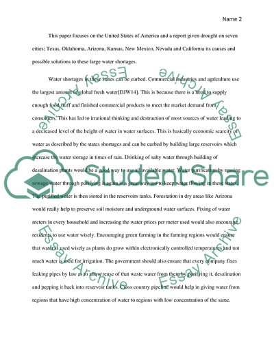 Solutions for the United States of America Large Water Shortages