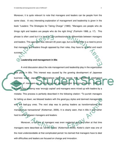 Is Leadership and Management the Same or Different