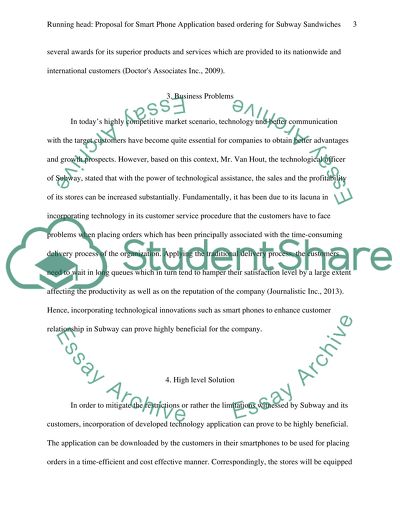 Proposal for Smart Phone Application Based Ordering for Subway Sandwiches