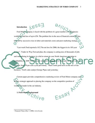 Marketing Strategy of ford company