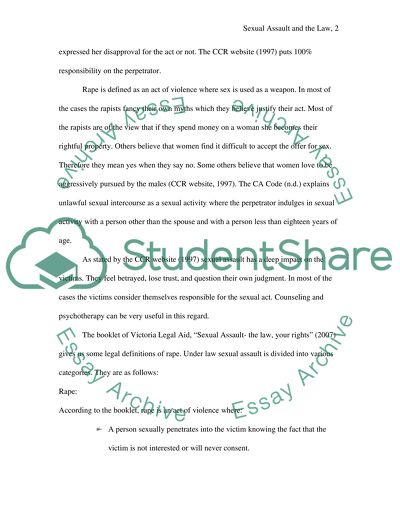 Sexual Assault and the Law