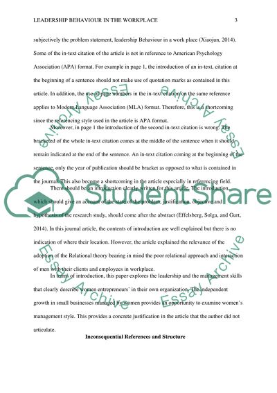 Leadership Behavior in the workplace