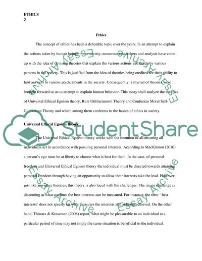 The Concept of Ethics, Universal Ethical Egoism Theory