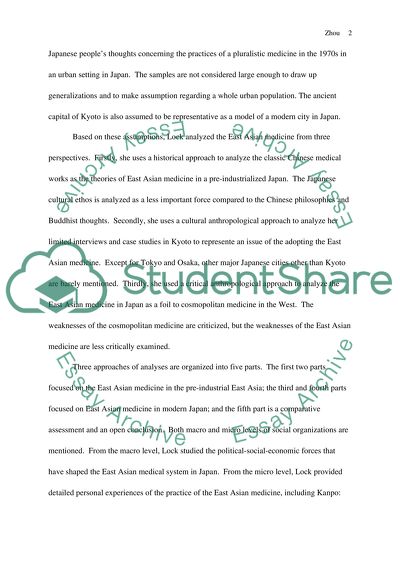 Analysis of East Asian Medicine in Urban Japan Book Written by Margaret M. Lock