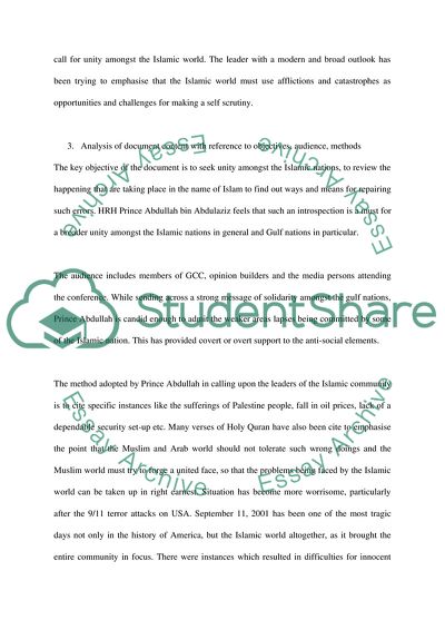 Document Comentary of the Speech Delivered by HRH Prince Abdullah bin Abdulaziz