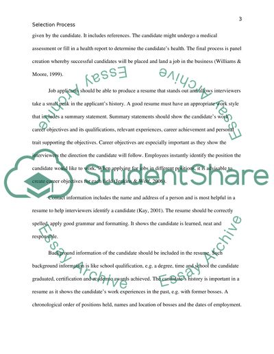 Selection and decision making assignment