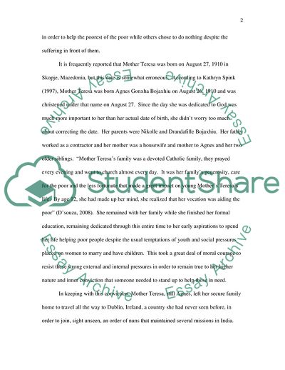 Mother Teresa: An Example of Moral Courage