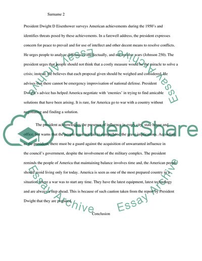 Analysis of Documents about War Prevention of President Dwight and General George