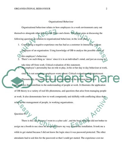 Main Characteristics of Organisational Behaviour