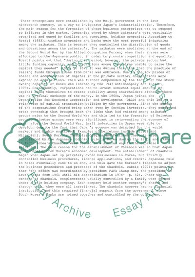 Similarities and differences between japans keiretsu and south koreas chaebol