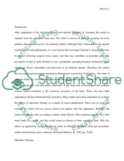 Effectiveness of Mirror Box Therapy on Phantom Limb Pain