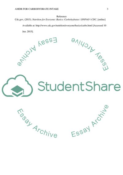AMDR for Carbohydrate Intake