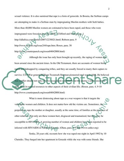 Rape of women as a weapon of war