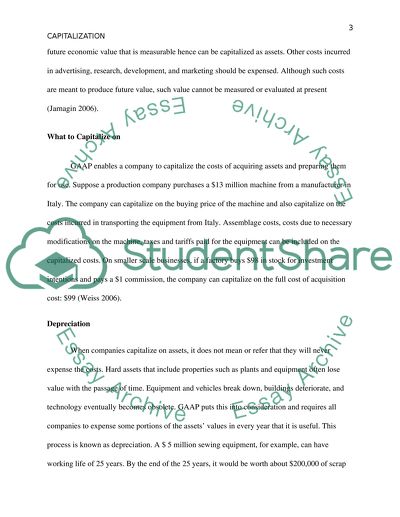 Capitalization and Depreciation