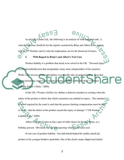Analysis of Brians and Alberts Tort Case and Jamess Dismissal and Subsequent Recourse