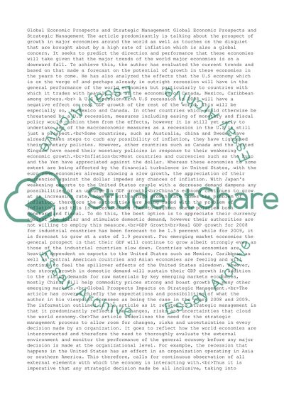 Prospect of Growth in Major World Economies