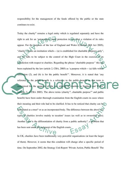 Does Charity Remain a Valuable Legal Concept for the UK in 2006 and for the Future