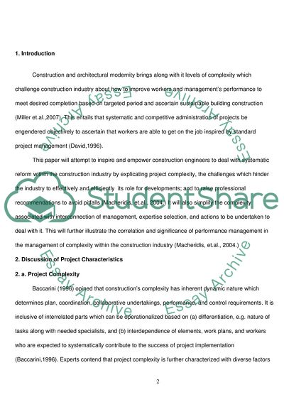 Construction Project Complexity: Characteristic that Project Managers Must Manage to Deliver Successful Projects