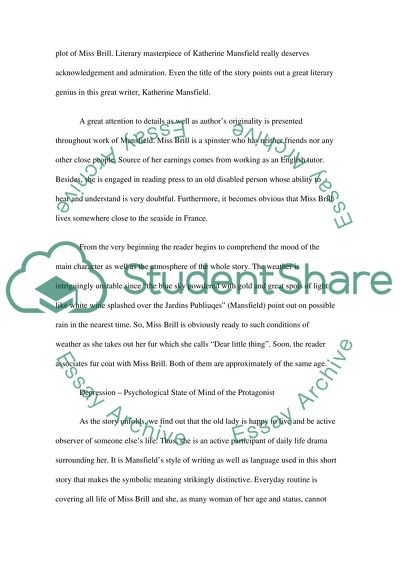 Analysis of Miss Brill by Katherine Mansfield
