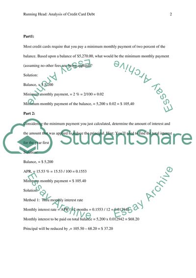 Analysis of Credit Card Debt