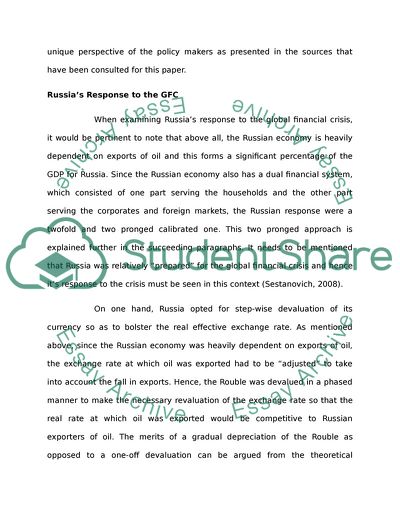 The Responses Russia And India to the Global Financial Crisis