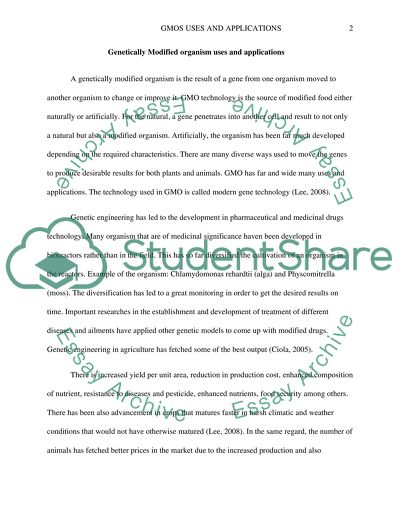 Genetically Modified organism uses and applications
