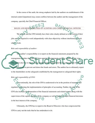 Conflicts between Public Auditor and CFO on Internal Controls