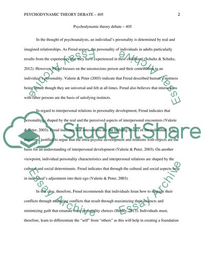 Psychodynamic theory debate - 405