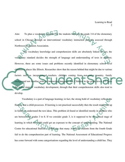 Design & Implementation of a School-Wide Vocabulary Program to Improve Reading Comprehension