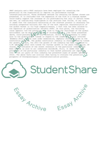 Global Business Challenges and Strategic Options: The Case of Elecdyne