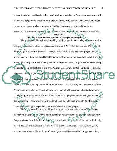 Challenges and Responses to Improving Geriatric Nursing Care