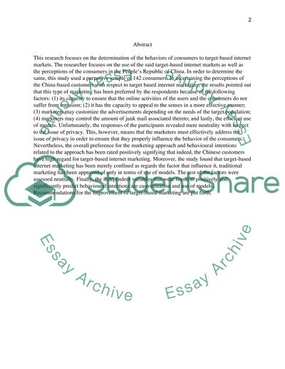 Consumer Behavior about Target-Based Internet Market in China