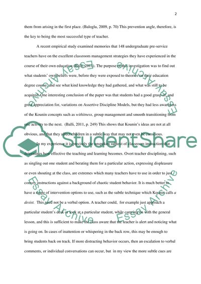 The Kounin Model Research Paper