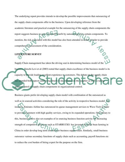 Improvement in the Supply Chain Offered by Outsourcing Development