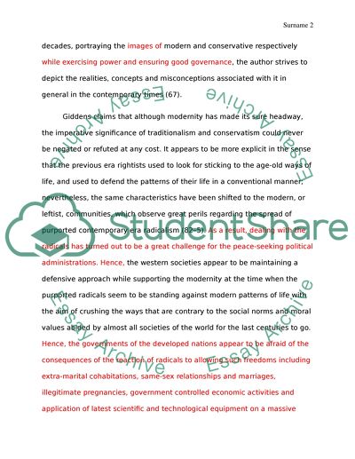 The Future of Radical Politics by Gidden