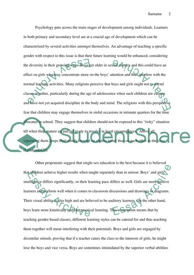 An Advantage of Teaching a Specific Gender