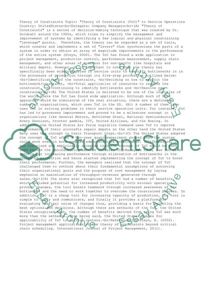 Theory of Constraints