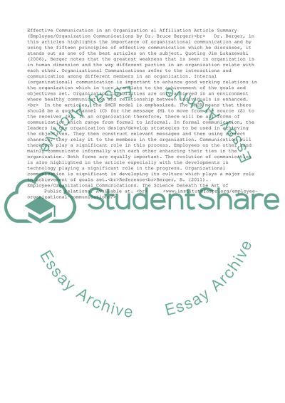 Effective communication in organization