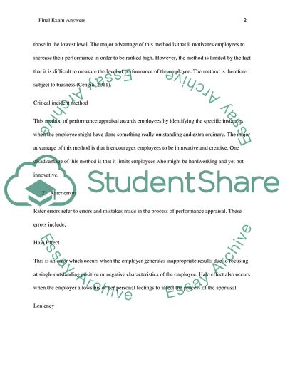 Types of Performance Appraisal Methods and Rater Errors