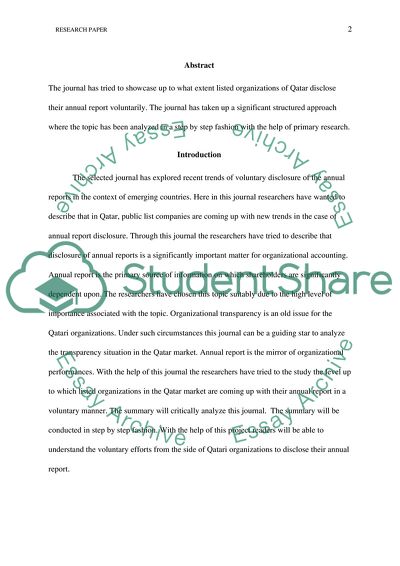 To What Extent Organizations of Qatar Disclose Their Annual Report Voluntarily