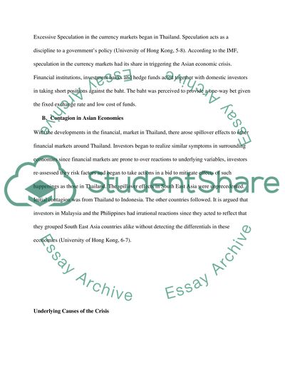 Asian economic crisis: the initial stages of the crisis and the major causes of it