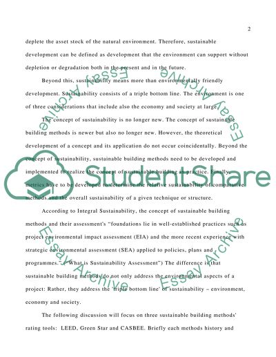 Sustainable Building Methods: LEED ,Green Star and CASBEE