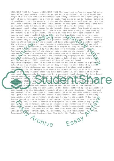 Love. Negligent Tort